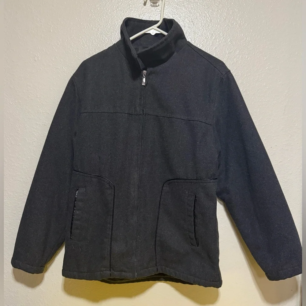 Mens Samsonite Wool Blend Full Zip Jacket | Dark Gray Winter Coat | Medium